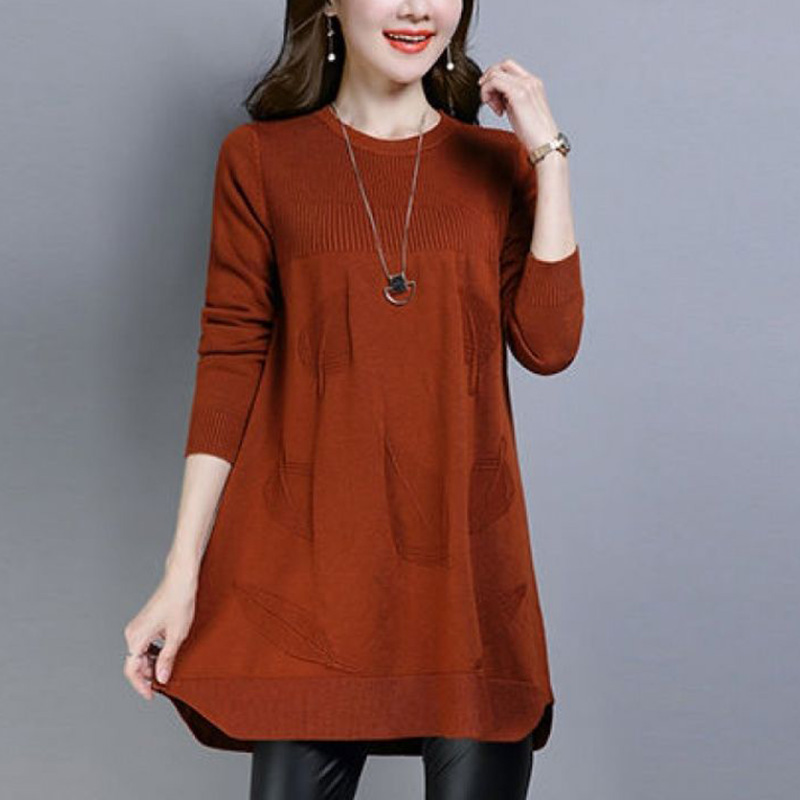 Winter Clothing Korean - Fashion O-Neck Knitted Spliced All-match Sweater