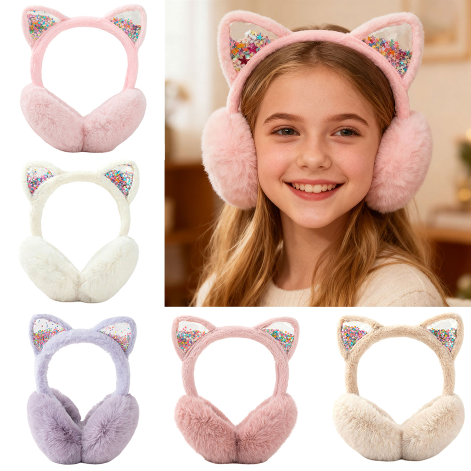 Winter Clothing Earmuffs - Cute Cat Ear Plush Ear Covers