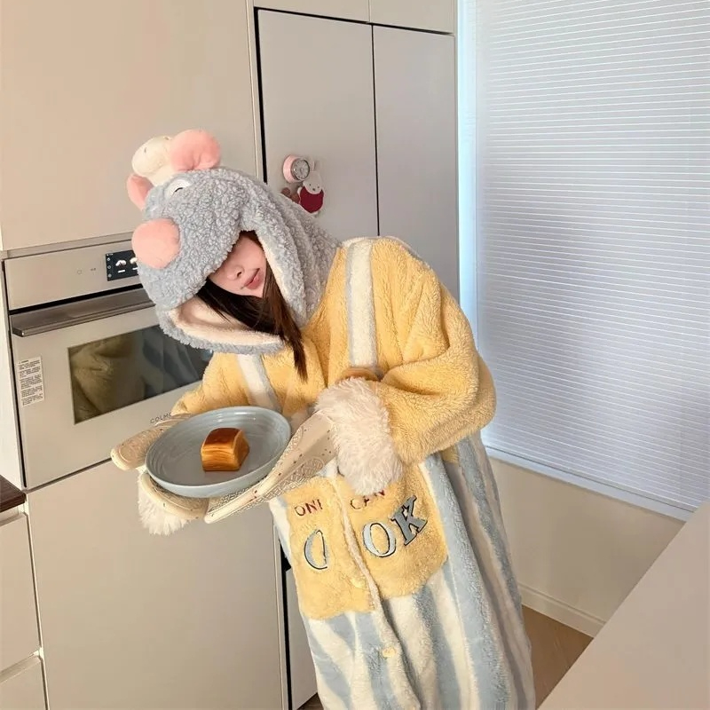 Winter Clothing Line - Cartoon Disney Ratatouille Robe Cute Coral