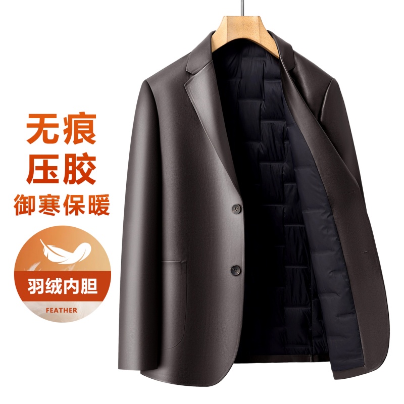 Men Suit Collar Down Leather J - Winter Clothing Manufacturers recensie en prijs