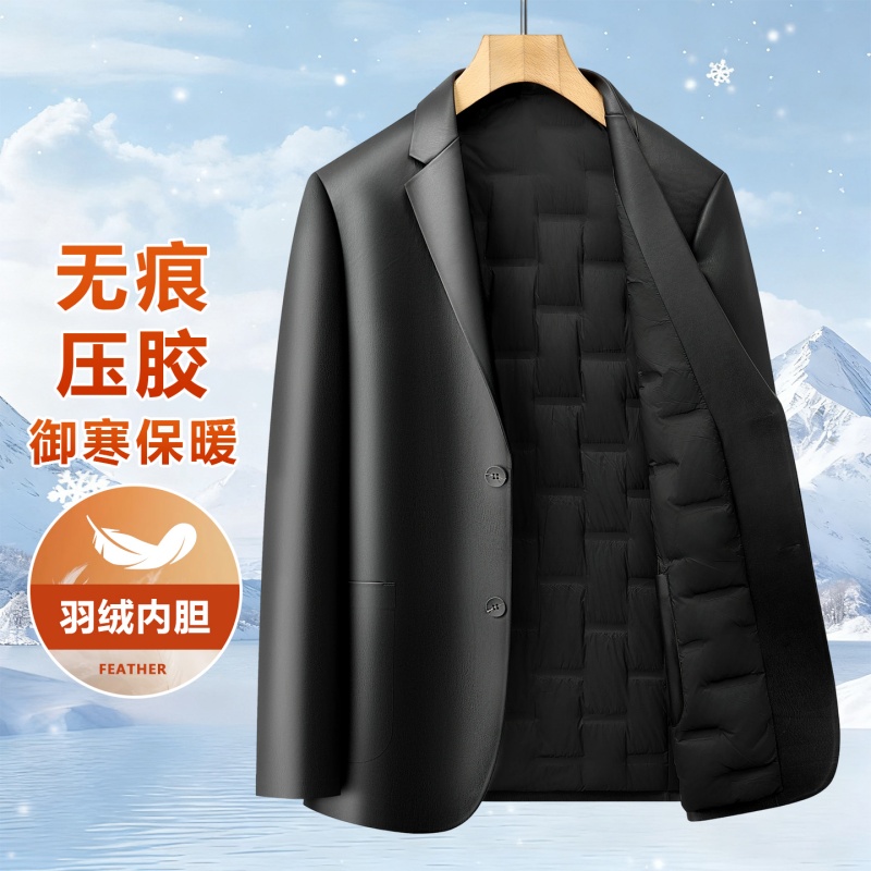 Men Suit Collar Down Leather J - Winter Clothing Manufacturers recensie en prijs