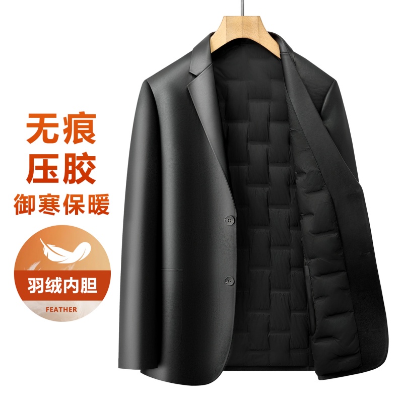 Men Suit Collar Down Leather J - Winter Clothing Manufacturers recensie en prijs