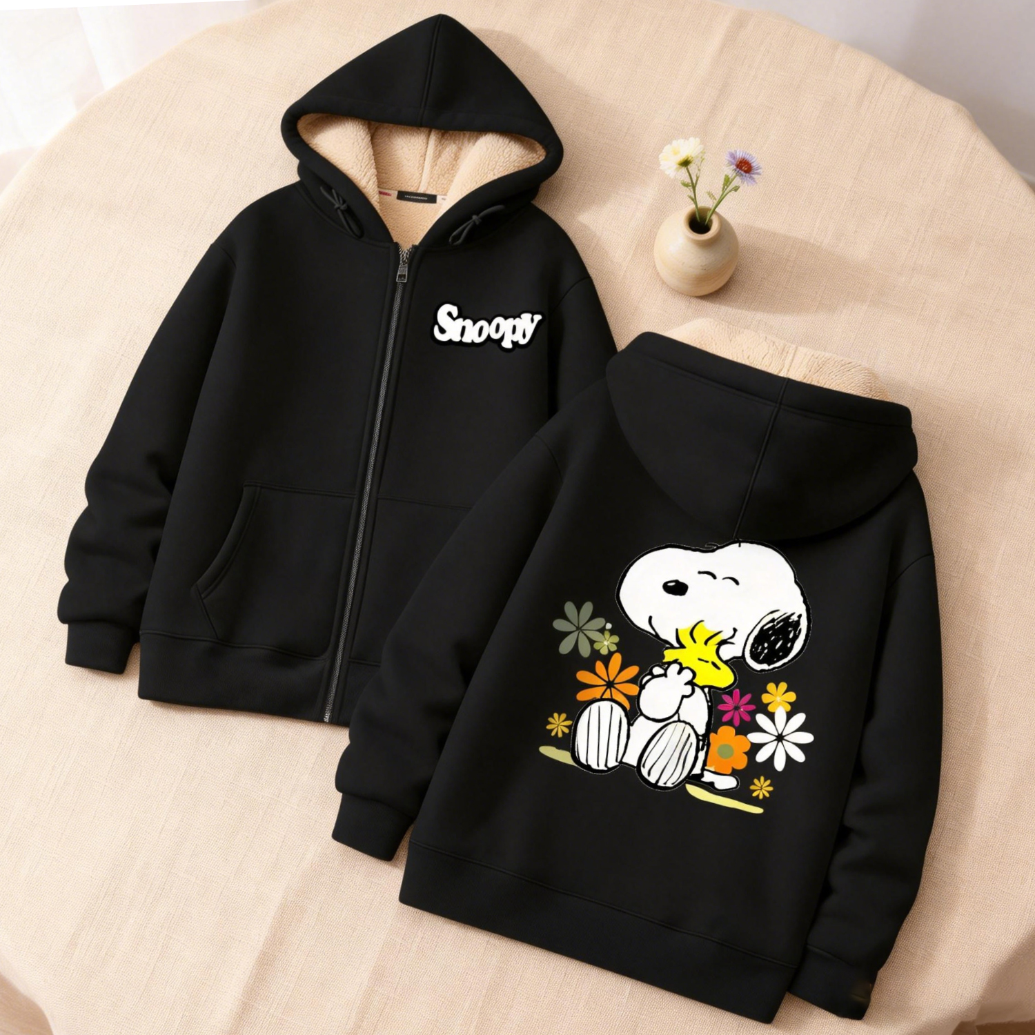 Snoopy Black Zip Hoodie Adult  - Winter Clothing Uae recensie en prijs