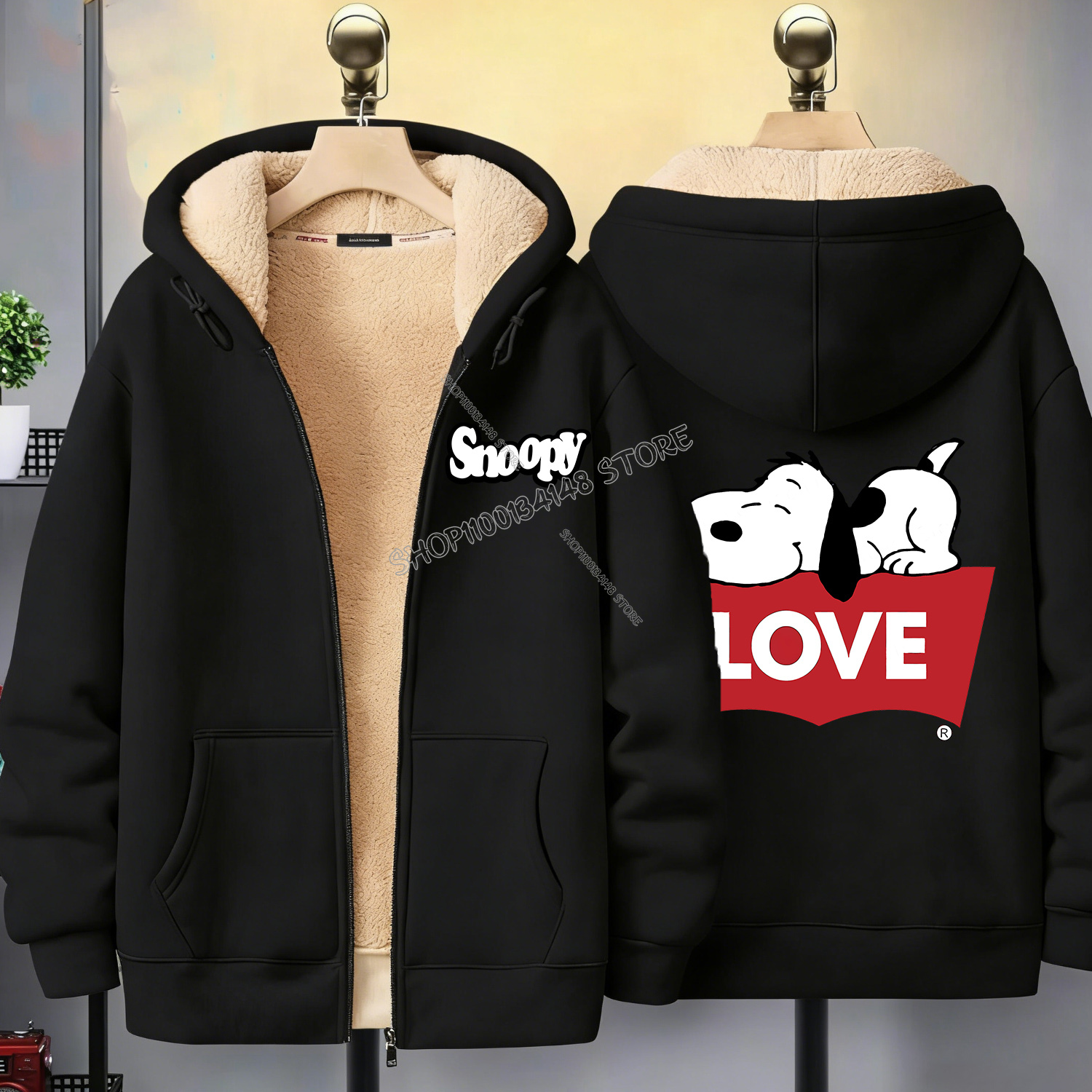 Snoopy Black Zip Hoodie Adult  - Winter Clothing Uae recensie en prijs