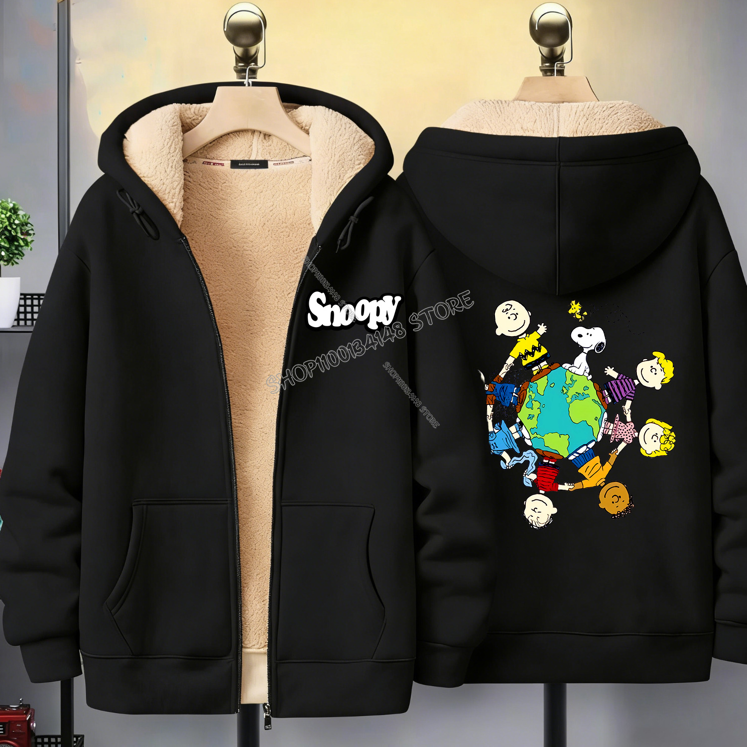 Snoopy Black Zip Hoodie Adult  - Winter Clothing Uae recensie en prijs