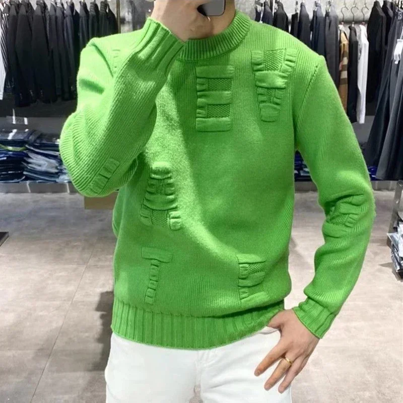 Men's Clothing Green Knit Swea - Winter Clothing Korean recensie en prijs