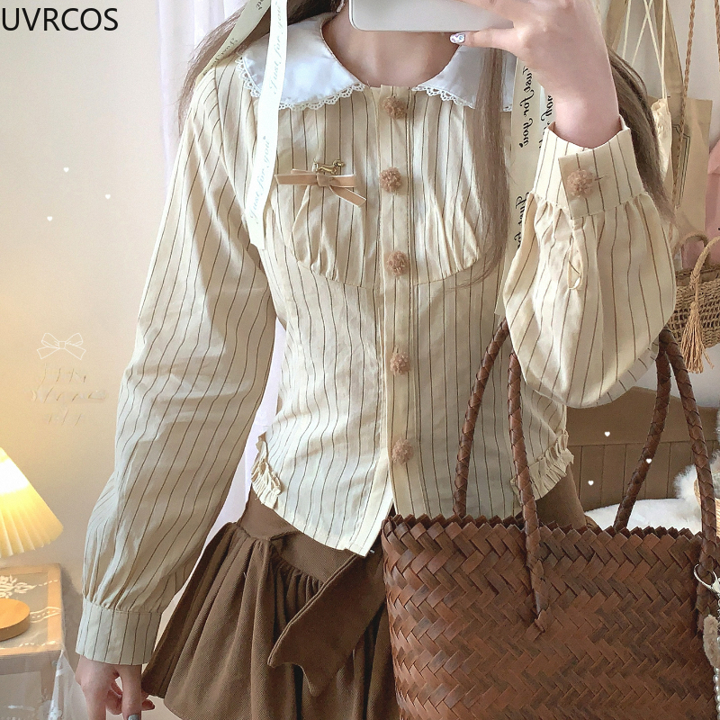 Japanese Style Kawaii Striped  - Winter Clothing Korean recensie en prijs