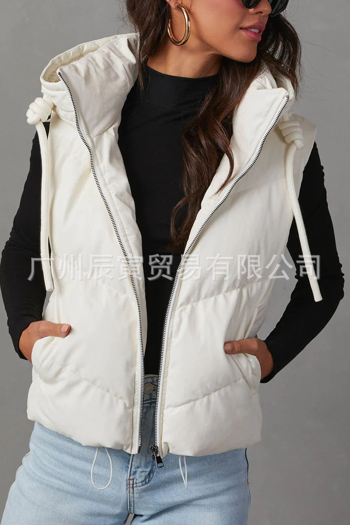 Women's Solid Color Hooded Pad - Padded Vest Gilet recensie en prijs