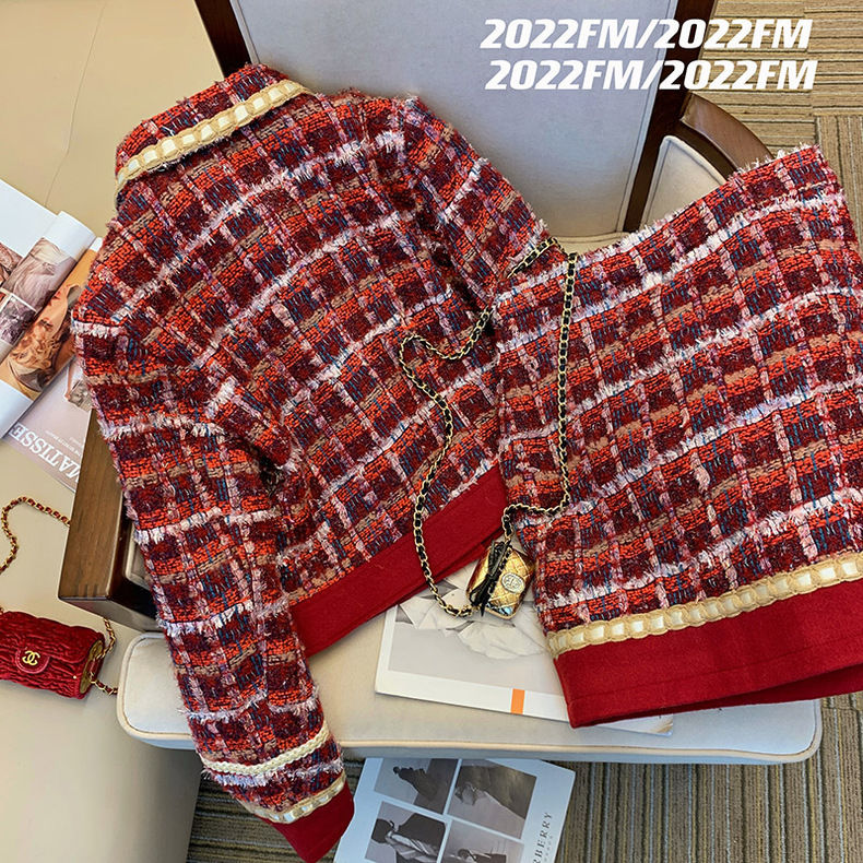 Women Elegant Tweed Red Suit J - Winter Clothing Line recensie en prijs