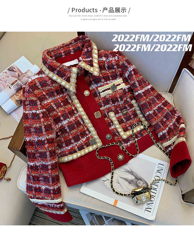 Women Elegant Tweed Red Suit J - Winter Clothing Line recensie en prijs