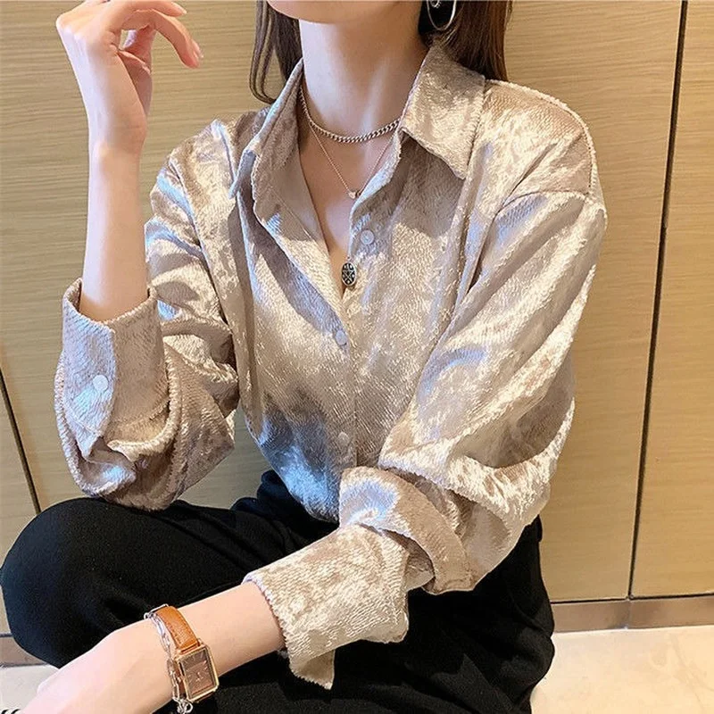 Women's Shiny Button Shirt Spr - Winter Clothing Korean recensie en prijs
