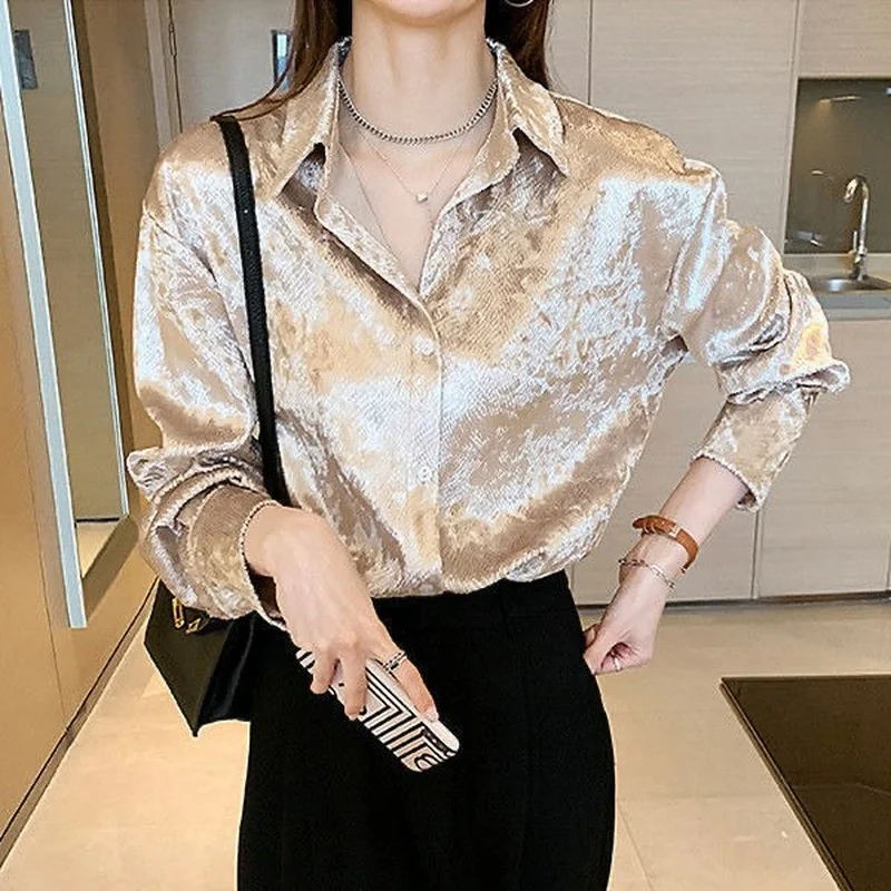 Women's Shiny Button Shirt Spr - Winter Clothing Korean recensie en prijs