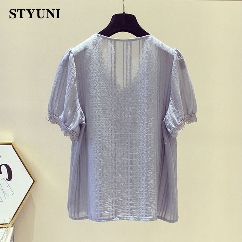 Lace Ruffles V-Neck Chiffon So - Winter Clothing Korean recensie en prijs