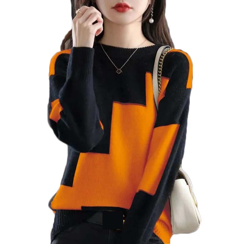 Fashion O-Neck Spliced Knitted - Winter Clothing Korean recensie en prijs