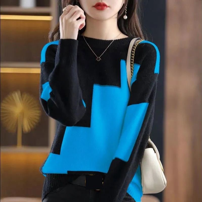 Fashion O-Neck Spliced Knitted - Winter Clothing Korean recensie en prijs