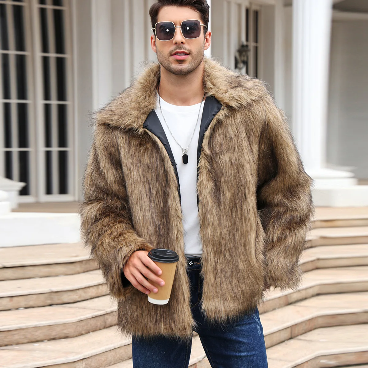 Men Faux Fox Fur Jacket Coat W - Winter Clothing Uae recensie en prijs