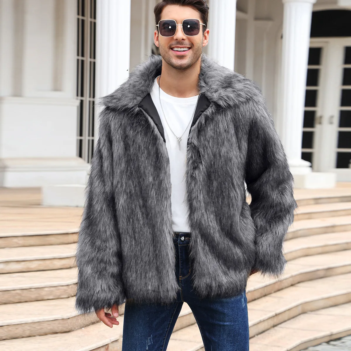 Men Faux Fox Fur Jacket Coat W - Winter Clothing Uae recensie en prijs